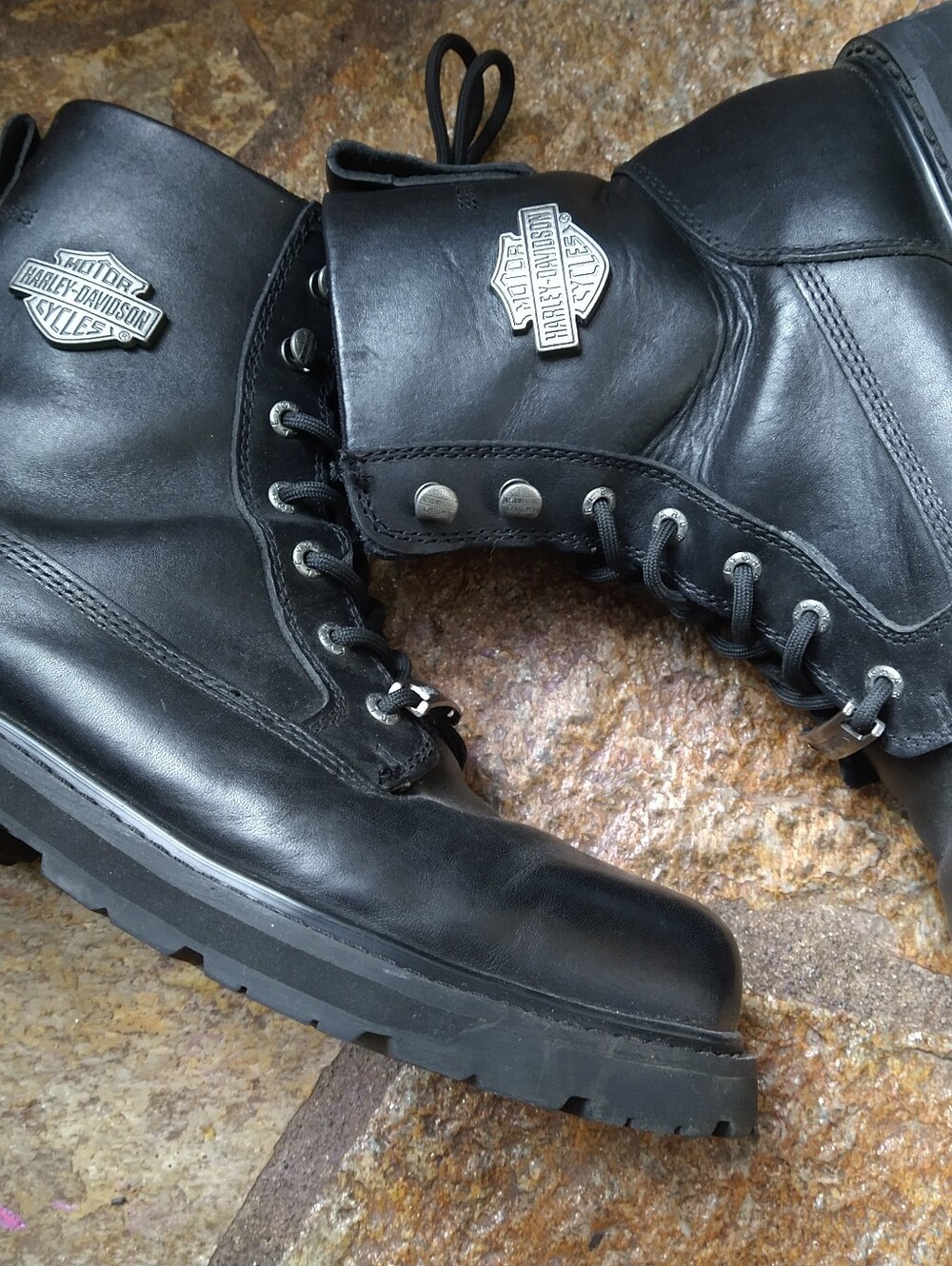 Harley-Davidson Badlands Black Leather Lace-Up Motorcycle Boots